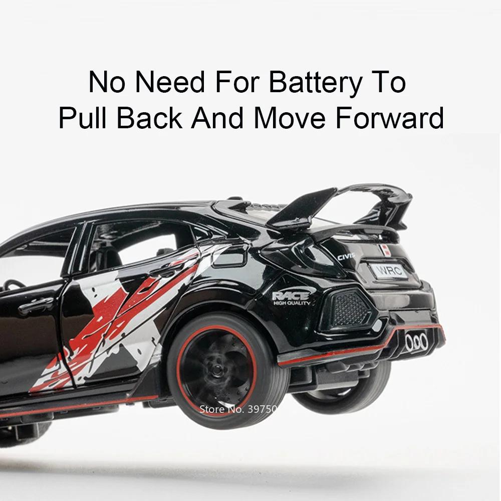 1/32 Alloy Diecast Honda Civic TYPE-R Sport Car Model Toy with d Light Music Wheel Pull Back Vehicle Toys Gifts for Boy Collection