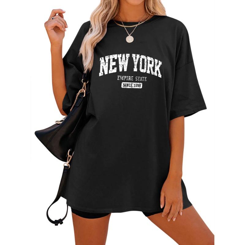 Women's Plus Size Casual V-Neck T-Shirt  Half Sleeve Letter Print Ladies T Shirts