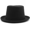 Roll Brim Fedora Hat for Adult Fashion Solid Color Panama Hat Magician Cap Wool Hat Cosplay Costume Unisex Flat Top Hat