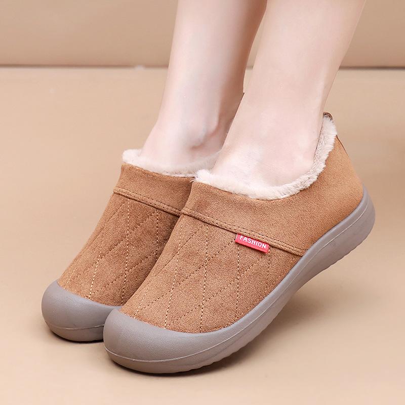 Women's Large Size Soft Sole One Foot Stirrup Winter Warm Fur One Snow Boots Padded Lined Ankle Boots Anti-slip Hiking Sports Cotton Boots
