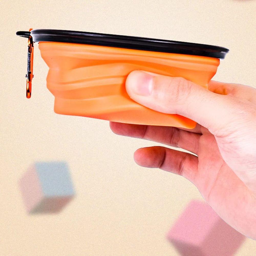 Portable Plastic Pet Bowl with Keychain 350ML Foldable Folding Bowl Dog Water Bowl Outdoor