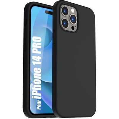 Protective Case - E.F.CONNECTION - for iPhone 14 Pro - Flexible - Black - Silicone TPU