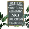 1pc Smile You're Being Recorded No Soliciting Vintage Tin Sign Waterproof Metal Wall Art Funny Home Decor Iron Painting
