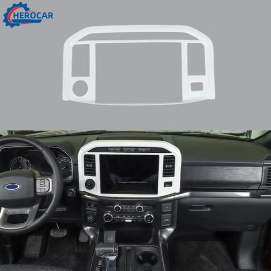 Center Dash GPS Navigation Panel Cover Trim Decor For Ford F150 +White ABS