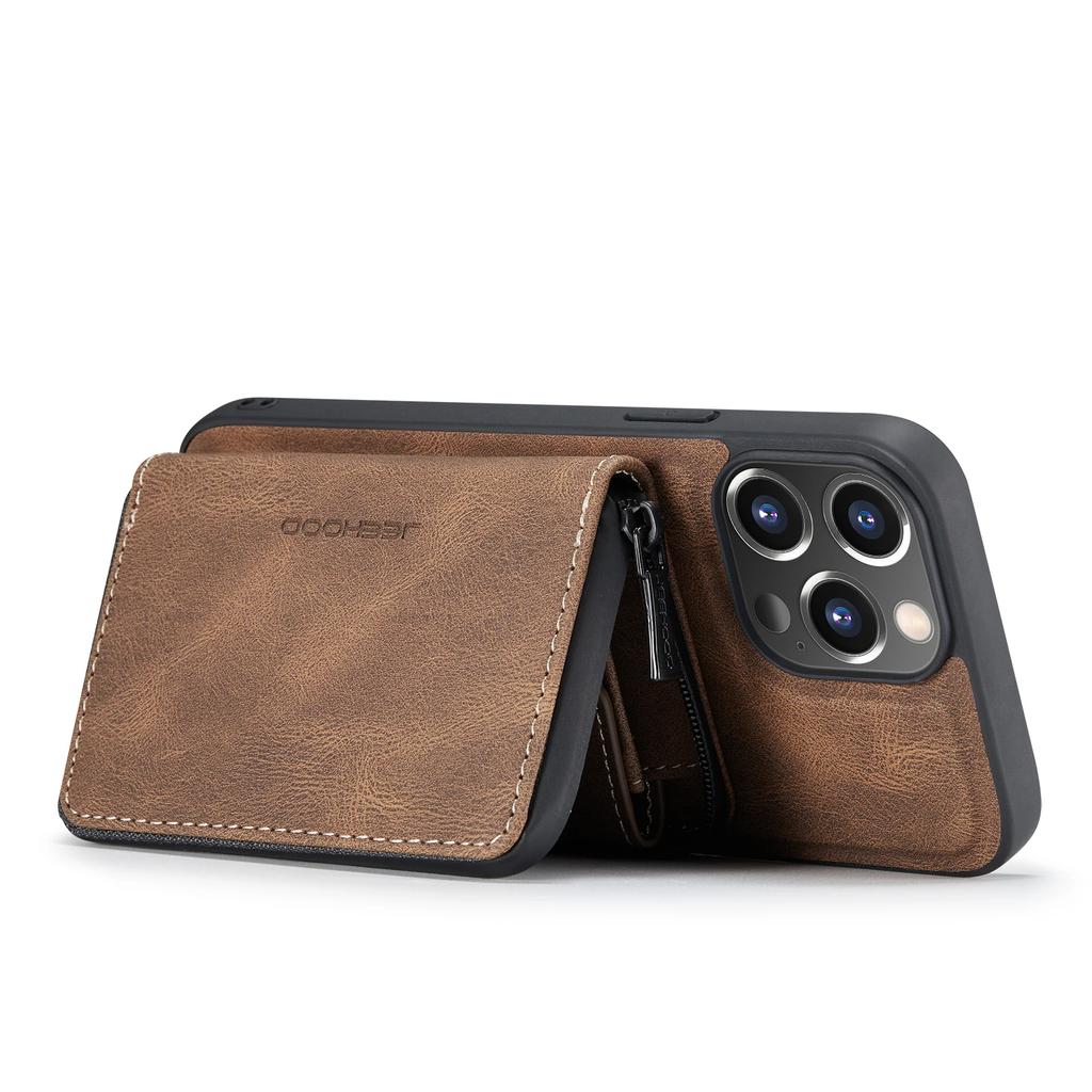 Retro odnímatelné kožené pouzdro pro IPhone 16 Pro Max 15 14 Plus 13 12 11 SE 2025 XS XR Peněženka Slot na karty Zipová kapsička Zadní kryt