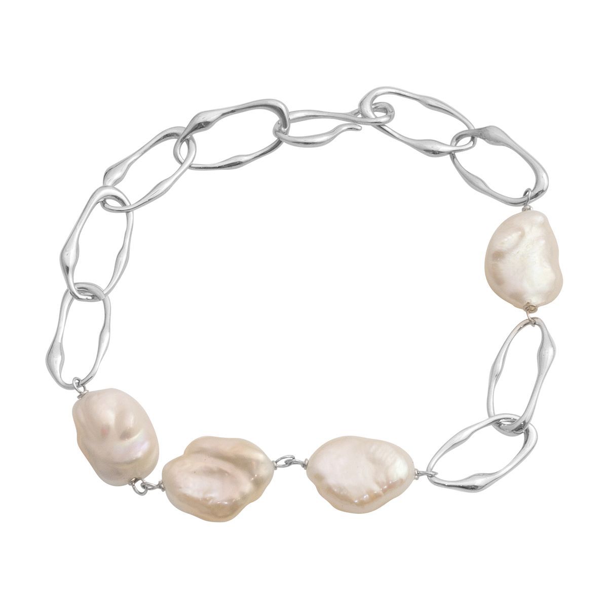 

Silver bracelet with natural baroque pearls, item weight 10.41 g (2185017) 17-20cm білий