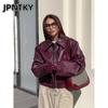 JPNTKY Damskie Vintage Codzienne Jednokolorowe Nadruk Jesień Zima Kurtki & Płaszcze z Długim Rękawem