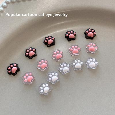10 stuks Kattenpoot Nagel Charm Hars Cartoon Manicure Ornamenten Mini 3D Nail Art Decoratie