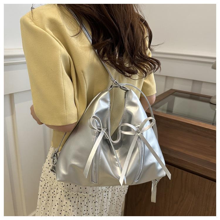 Korean Style Bowknot Faux Leather Tote Bag Versatile Women's Shoulder Handbag CLE
