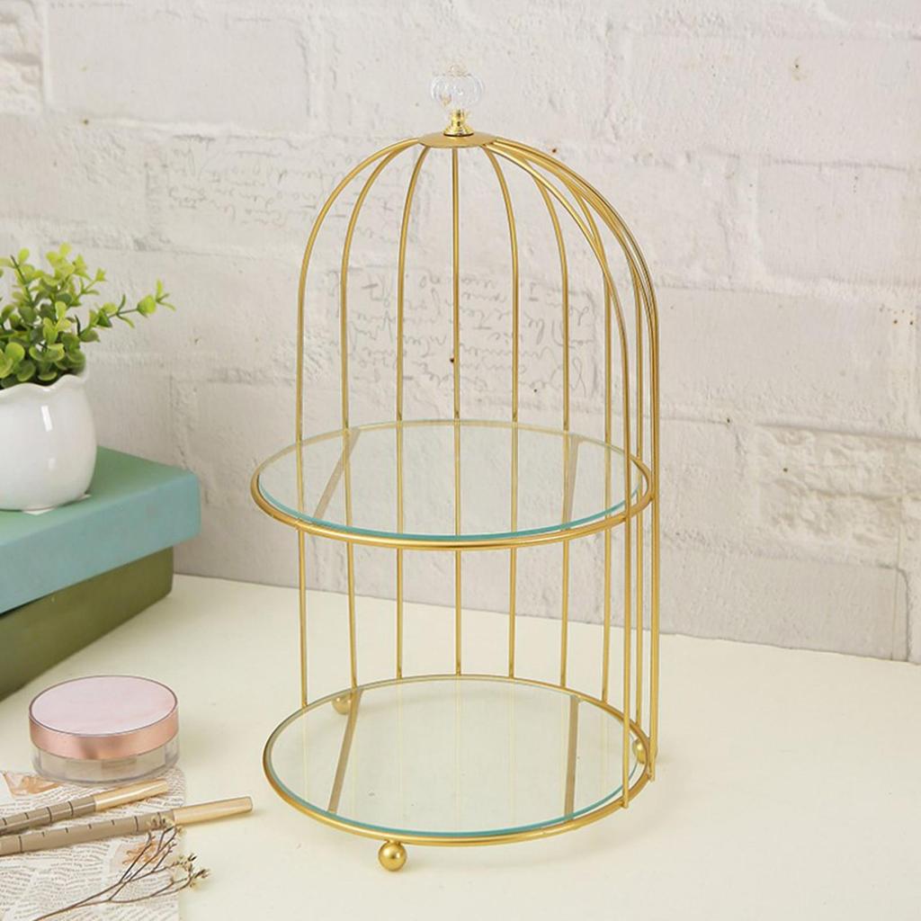 Golden Jewelry Holder Cupcake Stand Makeup Organiser Women , Double Layer, Others