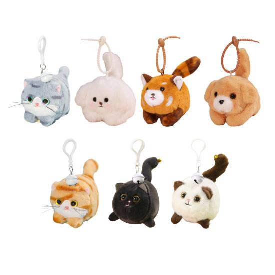 Puppy Plush Keychain with Pull-String Wagging Tail Cute Squeaky Cat Stuffed Toy for Bags Backpacks Soft Huggable Interactive Birthday Gift for Kids