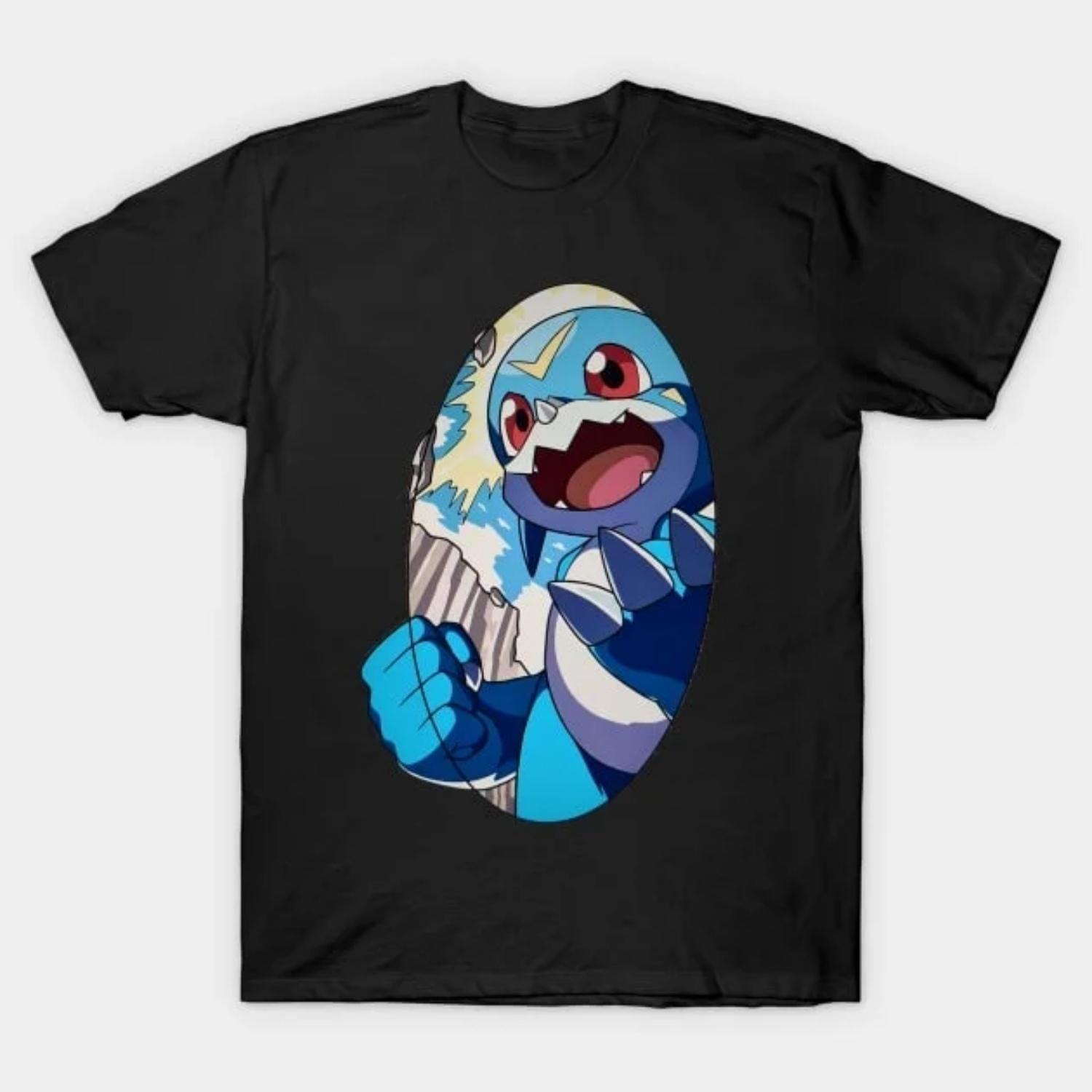 

2026 New Men Women Dinosaurs Digital World Cotton Round Neck T Shirt Digimon Anime Tops Novelty Parent-child Tee Shirt Soft Tops S чёрный