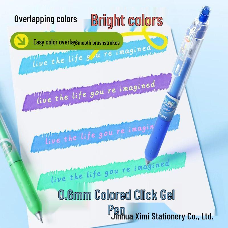 Acrylic Ballpoint Click Marker Pen Set - 12 Stackable Multi-Color Pens for Journaling & Art