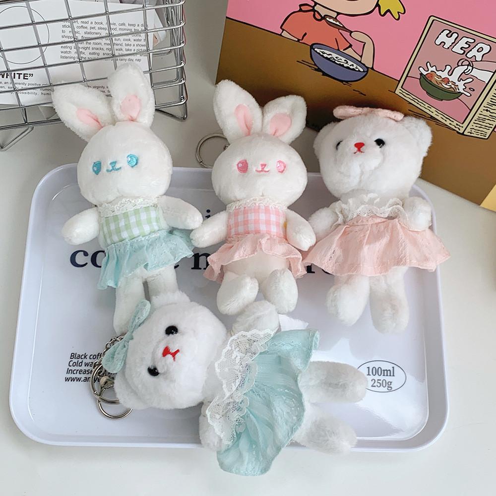 Adorable Plush Rabbit Keychain Soft Pp Cotton Stuffed Animal Cute Hanging Doll