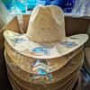 Beach Cowboy Suncatcher Cowgirl Straw Prism Hat Vintage Summer Jazz Cap Woven Sun Hat for Music Festival Party