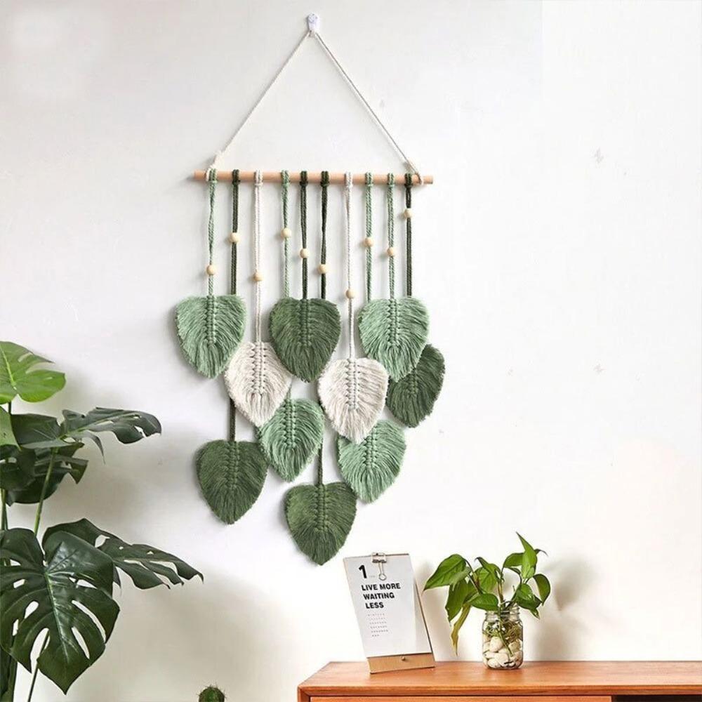 Cotton Wall Art Leaf Tapestry Macrame Wall Hanging Pendant Craft Boho Wall Decor Gift