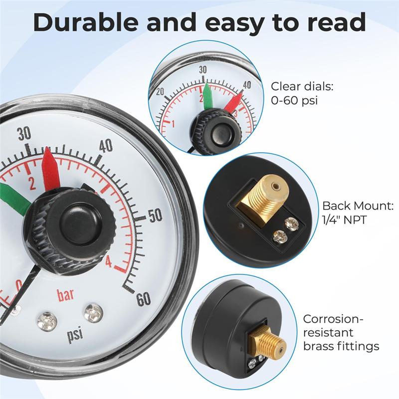 ECX2712B1 Pressure Gauge For Hayward Pool Filter De Cartridge And Sand Filters Xstream ECX2712B1 With Dial