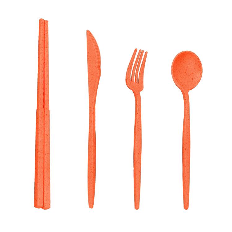 

Stylish Portable Cutlery Set Fork Spoon Chopsticks and Knife оранжевый
