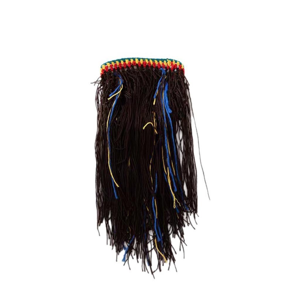 Synthetic Hair Long Dreadlocks Knitted Hat Reggae Braid Hat Creative Pullover Cap  Men коричневый