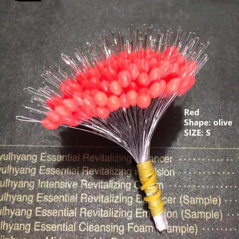 

300 шт./лот, прозрачная резиновая пробка, поплавок для рыбалки, поплавок, цилиндрический космический боб, аксессуары для лески S красный