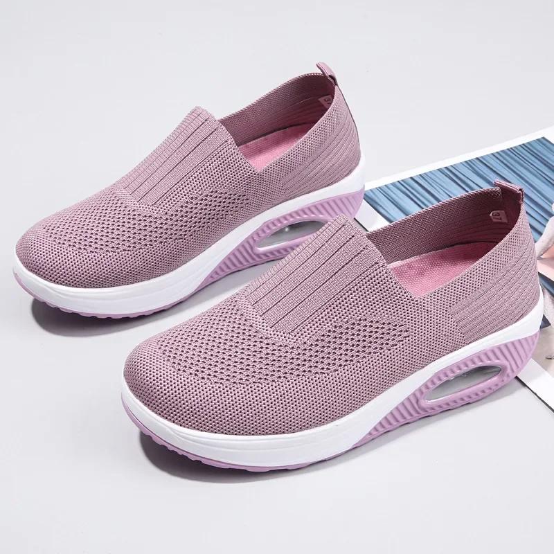 Sport Shoes for Women Fashion Comfortable Women Sneakers Platform Slip-On Vulcanize Shoes Air Cushion Wedges Women Running Shoes