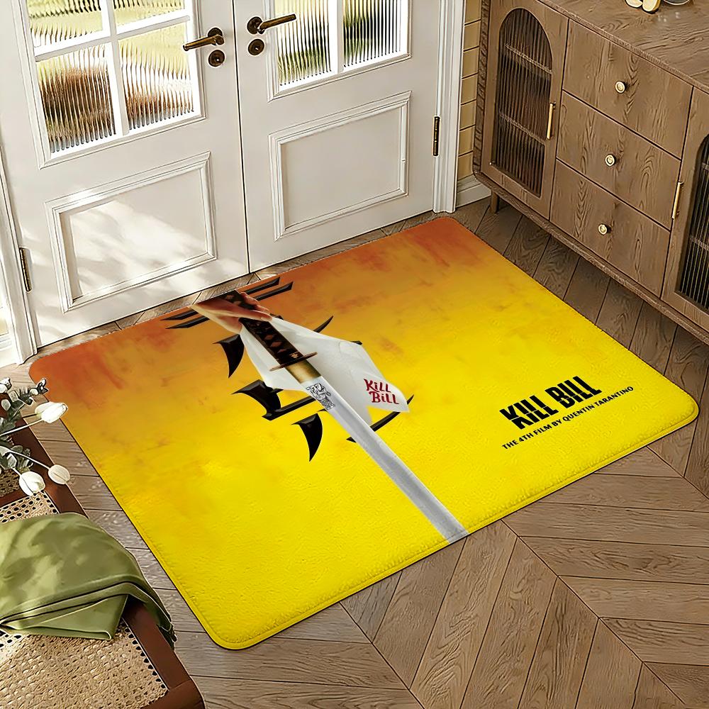 Classic Movie K-Kill Bill Floor Mat Soft Thickened Absorbent Non-Slip Bedroom Living Room Door Mat Home Decor Flannel Rugs