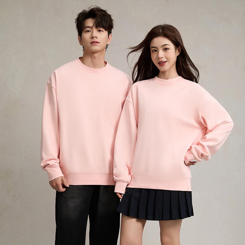 Autumn Loose Drop Shoulder Simple Solid Color Crew Neck Sweatshirt Terry Casual Base Shirt