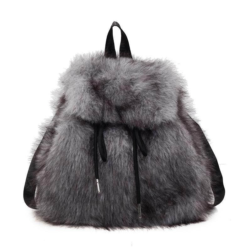 Pluszowy plecak: Modny styl jesienno-zimowy, casualowy i wszechstronny, wysokiej klasy puszysty design o dużej pojemności