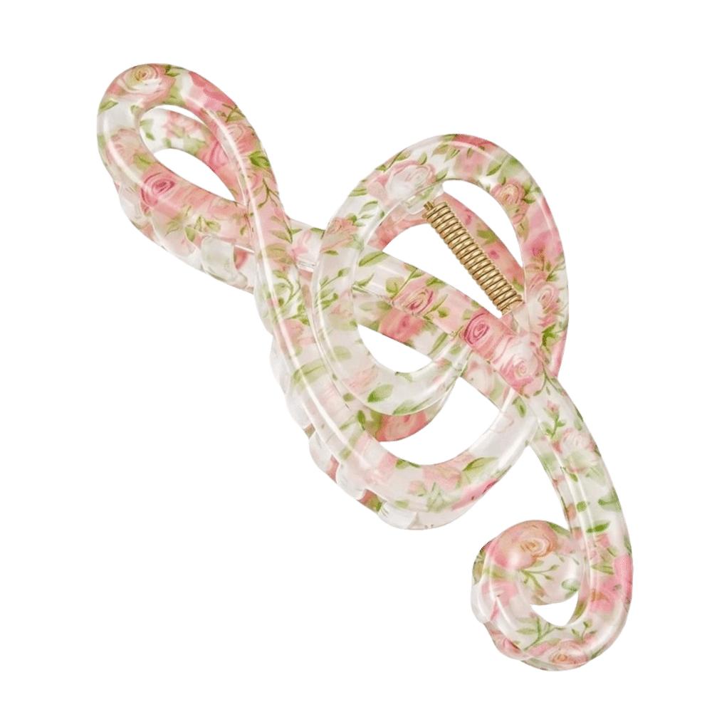 Matte Finish Music Note Hair Claw Clip Floral Pattern Updo Hair Clip  Girls Hairstyles