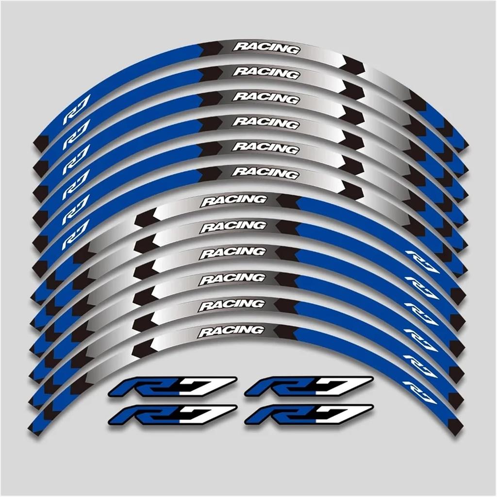 For Y&amaha for YZFR7 YZF R7 2022 2023 Motorcycle Sticker Wheel Reflective Stripe Rim Tire Waterproof Decorative Decals Set Rim Tape Decal(1 Style A