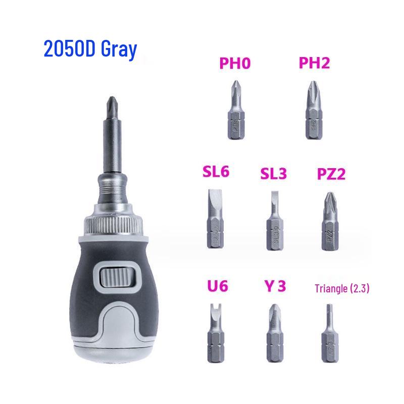 Retractable Dual-Head Ratchet Screwdriver Set with Phillips, Flathead, Torx & Y Bits for Appliance Repair