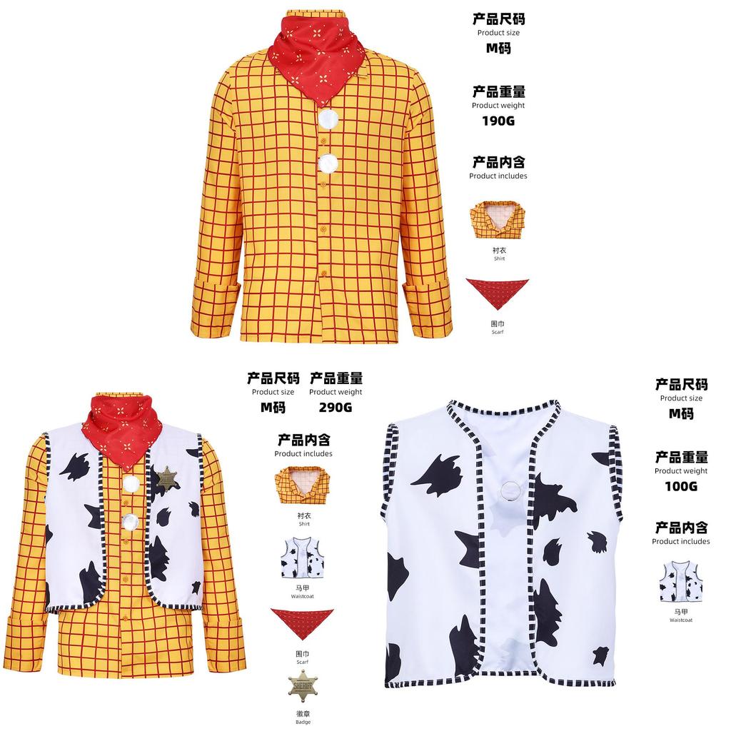 Kostým Woody z Toy Story z polyesterové látky pro Halloween a hraní rolí