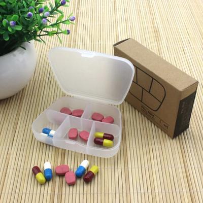 1 STK Transparante PP Mat Plastic Pillen Opbergdoos Draagbaar Outdoor Reizen 5-Vaks Pillen Capsule Sorteer Opberg Organizer