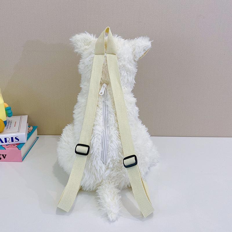 Cute Girl Backpack Soft Westie Dog Stuffed Animal Purse for Kid Lover Christmas Birthday Gift