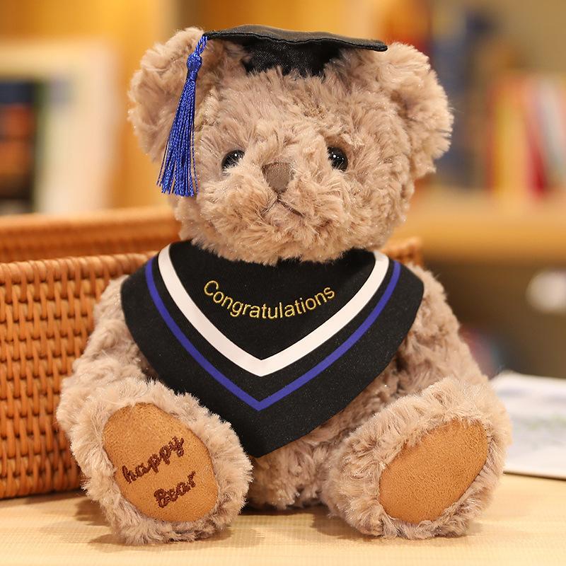 New British Doctor Teddy Bear Plush Toy Doll Graduation Gift Souvenir for Friends Brown Bear