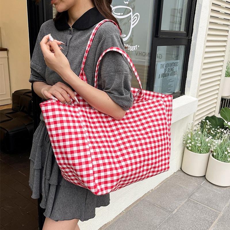 Women Plaid Large Capacity Tote Bag Fashion Shoulder Bag Handbag Shopper Storage Bag