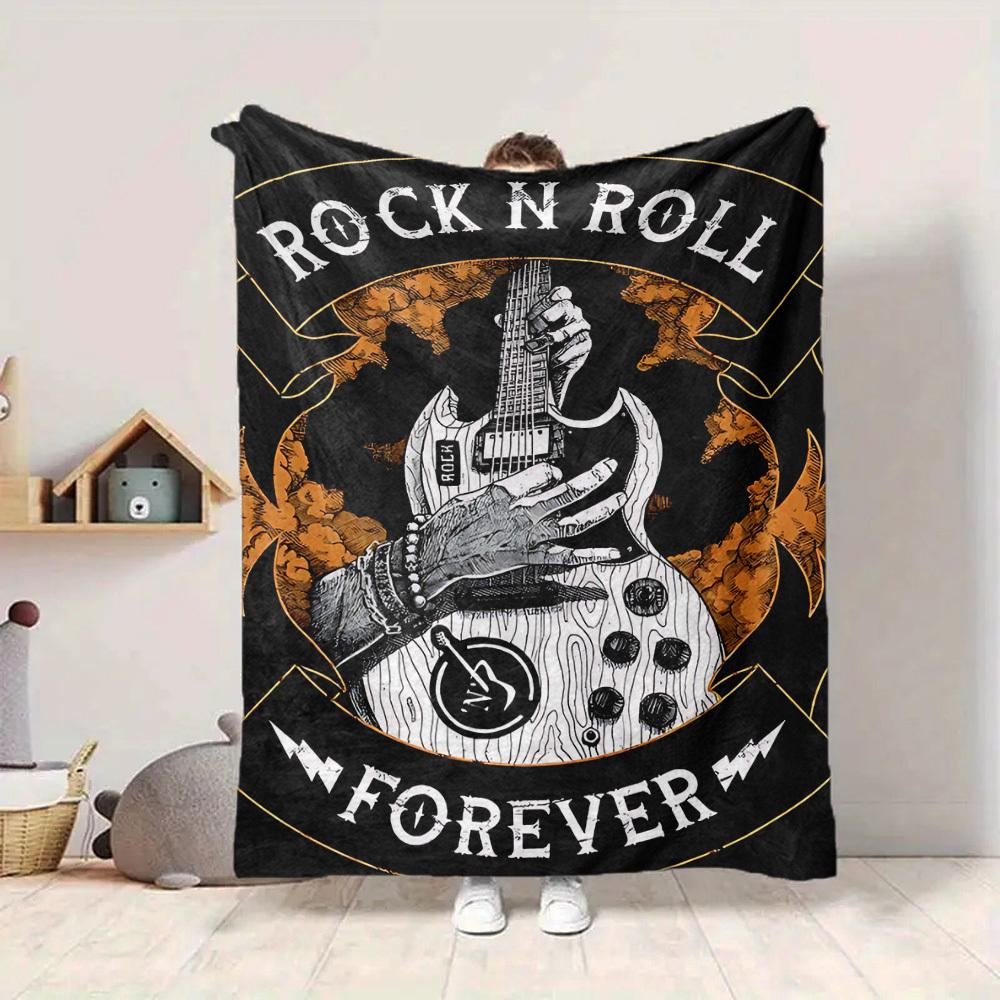 1pc Rock N Roll Guitar Blanket Soft All Season Throw with Vibrant Design, Perfect for Home, Travel, and Gifts, Ideal for Naps and Camping