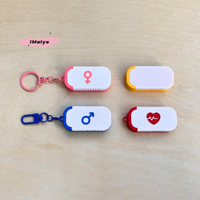 M-Mini Sliding Pill Box With Keychain Medication Organizer Sliding Lid Pill Holder Portable Travel Daily Medication Management