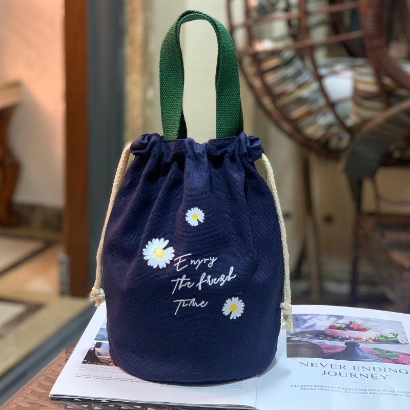 New Canvas Bundle Portable Tote Bag Thermos Cup Braised Cup Protective Bag Thermal Insulation Bucket Bag Handheld Mom Bag