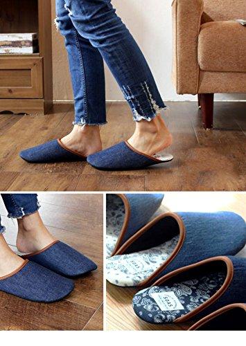 Naka Shoji Kojima Denim Room Shoes (Size M, Striped, Navy), Made in Japan, 730900780-073