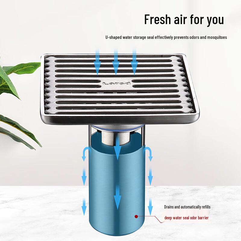 Larsd V02B Square Stainless Steel Shower Floor Drain