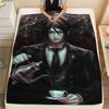 Black Butler Print Flannel Blanket, High Quality Comfortable for All Seasons, Home Decor, Warmth and Comfort, Perfect for Christmas Gifts08