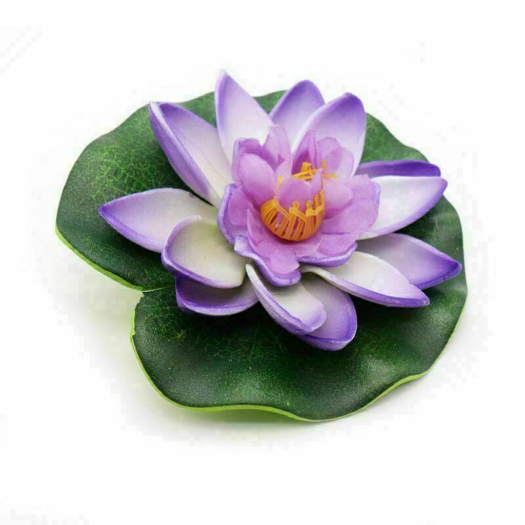 10PCS Lotus Colorful Artificial Flowers Floating Fake Lotus Plant Lifelike Water Lily Micro Landscape For Pond Garden Decor
