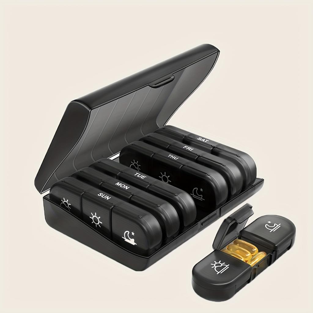 1PC Weekly Pill Box Morning, Noon and Night 7 Days 21 Compartments Large Capacity Pill Box Medicines Portable Plastic Dividers