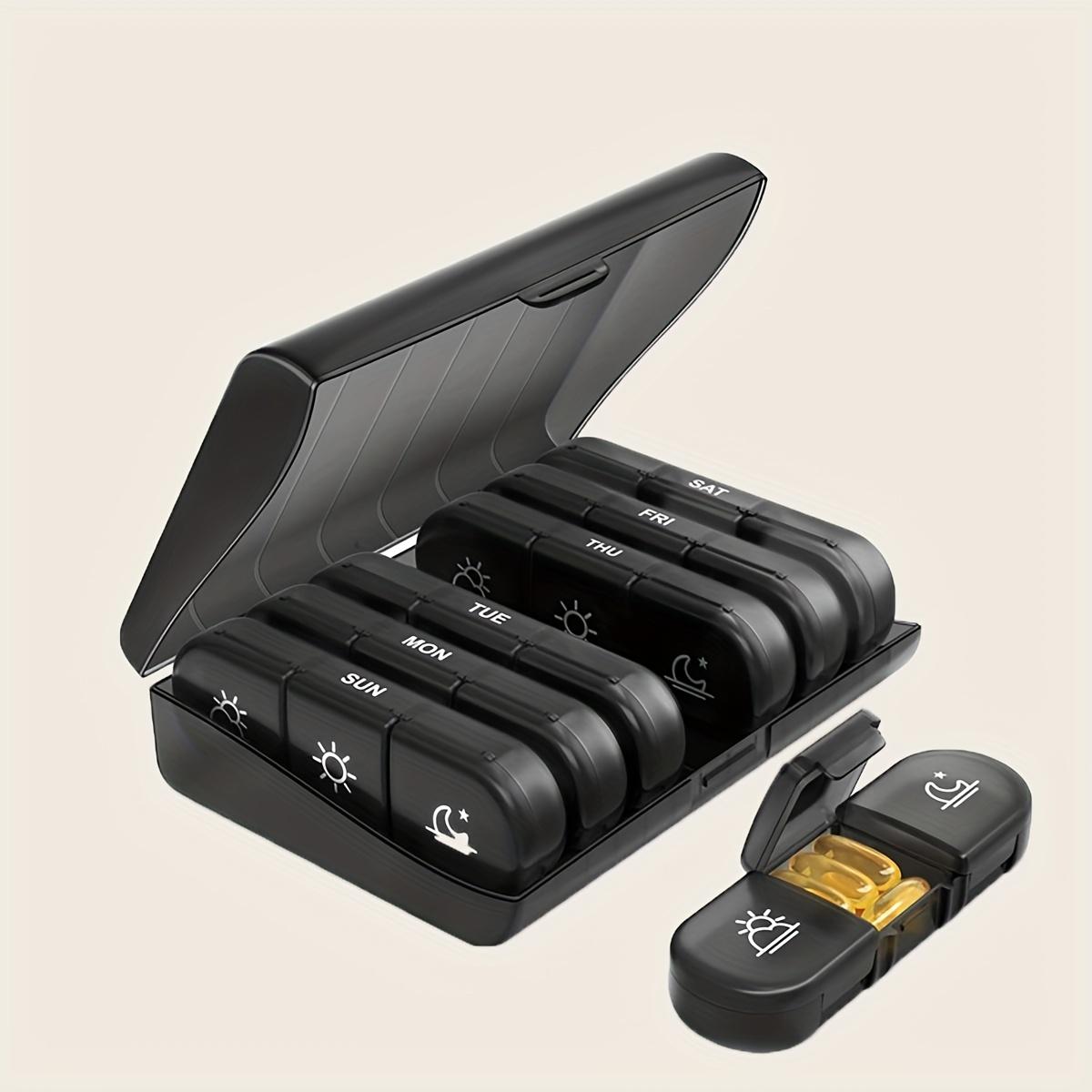 

1PC Weekly Pill Box Morning, Noon and Night 7 Days 21 Compartments Large Capacity Pill Box Medicines Portable Plastic Dividers чорний