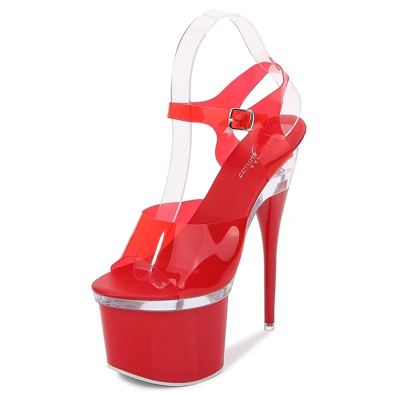 

High-heeled Crystal 2024 Sandals Women s Summer Waterproof Platform Anti-slip Thick-soled Sexy Joker Super High-heeled Cool 34
