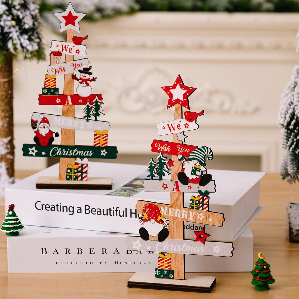Christmas Wooden Charming Gnome And Snowman Decoration With Festive Lettering English