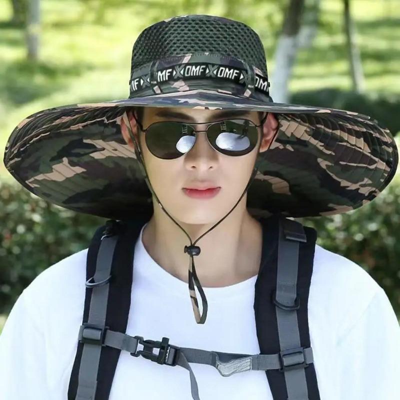 Summer Large Sun Hat for Men Women Breathable Fishing Cap UV Protection Mesh Fisherman Hat Hiking Outdoor Beach Cap