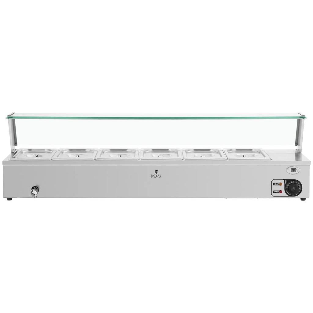 Wasserbad Speisenwärmer, Warmhaltebuffet mit Haube 6 x GN 1/3 2100 W