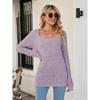 New Women's Long Ribbed Modal Top, Fall Winter Square Neck Fleece Lined Casual Long Sleeve Top, European American Style Women's Clothing
